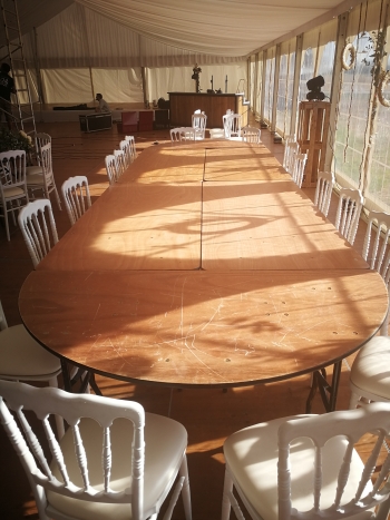 AISNE LOCATION - Table rectangle bois avec demi-lune